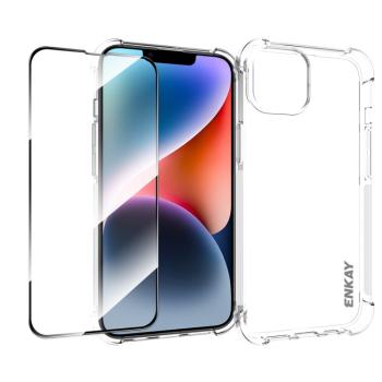 ENKAY SET Priehľadný obal + 3D ochranné sklo Apple iPhone 14