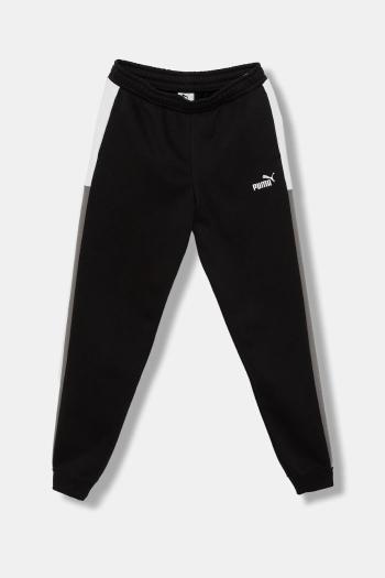 Detské tepláky Puma ESS BLOCK Sweatpants FL B čierna farba, vzorovaná, 690782