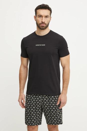 Pyžamo Emporio Armani Underwear pánske, čierna farba, vzorované, EM000400 AF10793