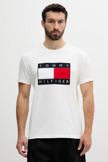 Bavlnené tričko Tommy Hilfiger SAILING pánske, biela farba, s nášivkou, MN0MN00011