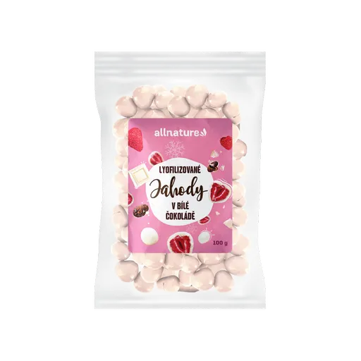 ALLNATURE Mrazom sušené jahody v bielej čokoláde 100 g