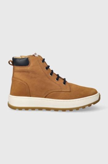 Detské semišové poltopánky Pom D'api FLOW BOOTS hnedá farba