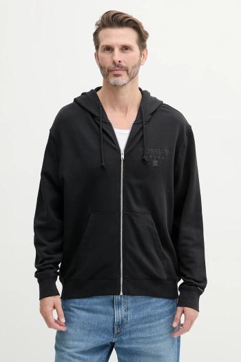 Bavlnená mikina Tommy Jeans čierna farba, s kapucňou, s nášivkou, DM0DM20835