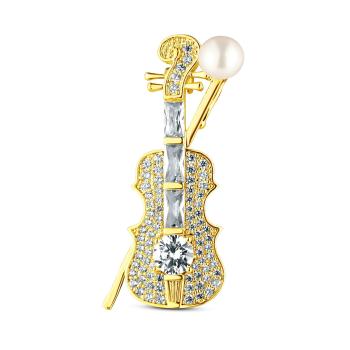 JwL Luxury Pearls Trblietavá perlová brošňa Husle JL0871