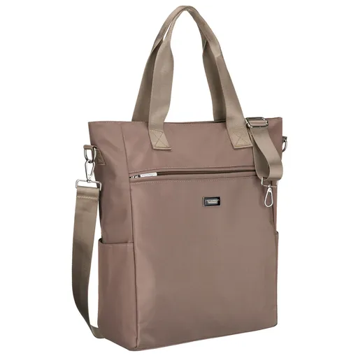 Béžová dámska shopper taška na uchách s odnímateľným popruhom a zipsovým uzáverom