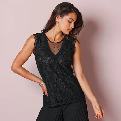 Čipkované tričko so sieťovinou