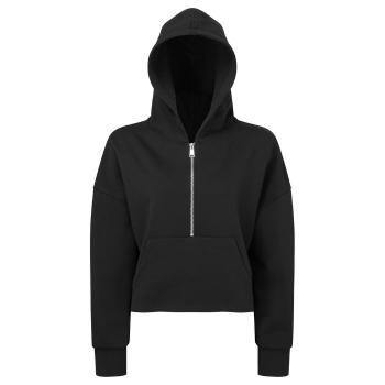 TriDri® Dámska mikina s 1/2 zipsom a kapucou - Čierna | L/XL