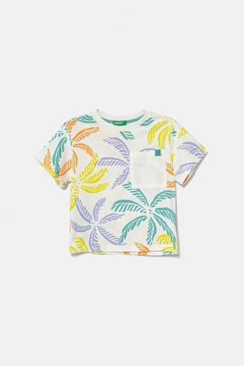 Detské bavlnené tričko United Colors of Benetton biela farba, vzorované, 3PDQG10JN