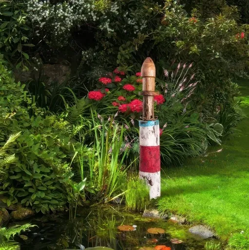 Gilde Dekorace Dřevěný maják, barevný, 70 cm