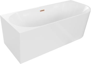 MEXEN/S - Mia voľne stojaca rohová vaňa ľavá 150 x 75, biela, sifón a prepad meď kartáčovaná 52691507500L-65