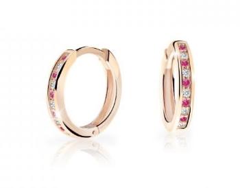 Cutie Jewellery Nadčasové kruhové náušnice z ružového zlata C3343-80-X-4 fuchsiová