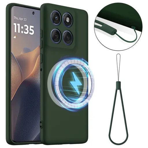 RUBBER MAGSAFE Silikónový kryt pre Motorola Edge 60 Pro tmavozelený