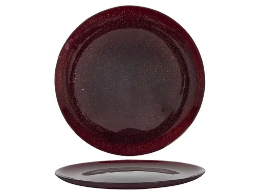 HIT Sklenený jedálenský tanier 27cm červený s glitrami