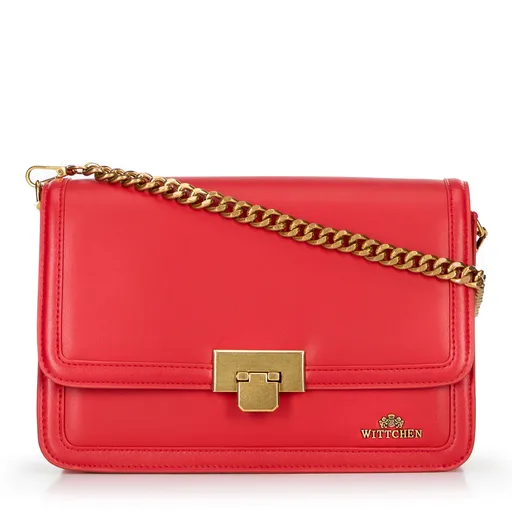 Kožená crossbody s odnímateľnou retiazkou, červená 100-4E-207-3