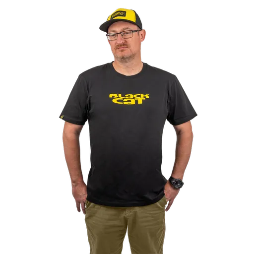 Black cat tričko logo black t-shirt - s