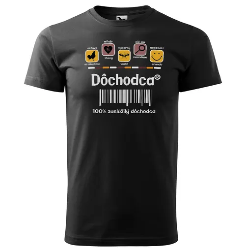Tričko Dôchodca 100% (Veľkosť: M, Typ: pre mužov, Farba tričká: Čierna)