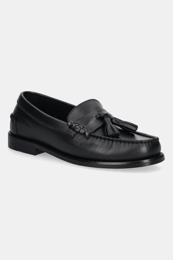 Kožené mokasíny Tommy Hilfiger TH TASSEL LTH LOAFER čierna farba, FM0FM05494