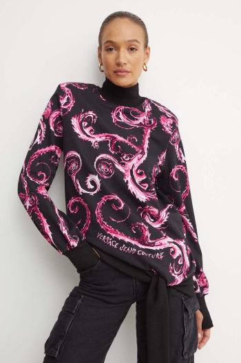 Bavlnená mikina Versace Jeans Couture dámska, čierna farba, vzorovaná, 77HAO9A2 FS171