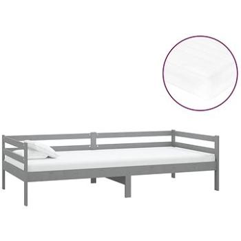 Shumee váľanda s matracom 90×200 cm sivá masívne borové drevo, 3083556