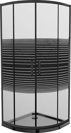 MEXEN/S - Rio sprchovací kút štvrťkruh 90x90, pruhy, čierna + čierna vanička so sifónom 863-090-090-70-20-4170B