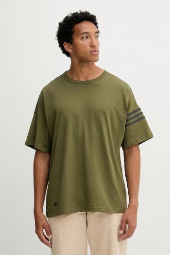 Bavlnené tričko adidas Originals Neu C Tee pánske, zelená farba, s nášivkou, HZ3697