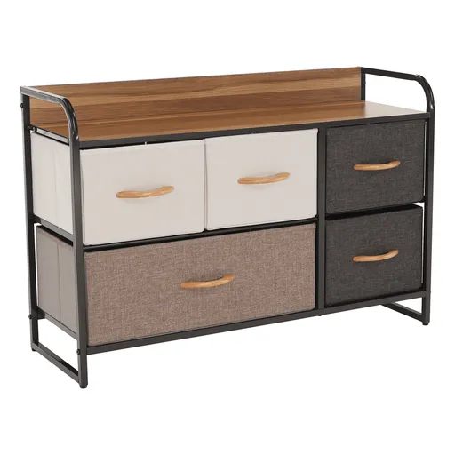 Komoda s látkovými zásuvkami HAZEL TYPE 4, hnedá, S