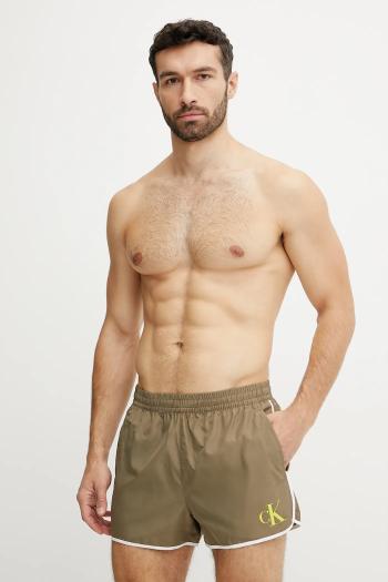 Plavkové šortky Calvin Klein zelená farba, KM0KM01119