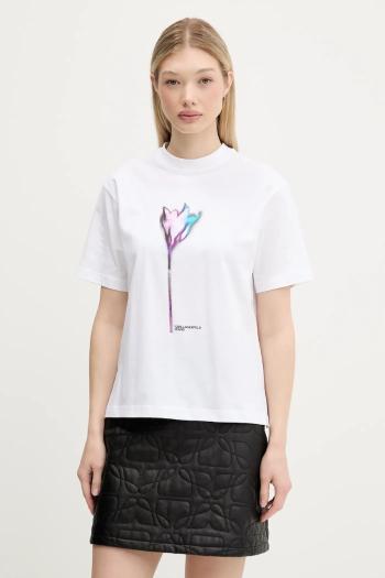 Bavlnené tričko Karl Lagerfeld Jeans dámske, biela farba, A3W17041