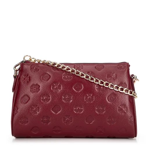 Kožená crossbody kabelka s razením oranžová 99-4E-307-6