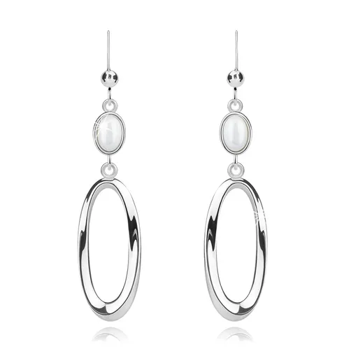 Strieborné 925 náušnice - kultivovaná biela perla, lesklý ovál, afroháčik