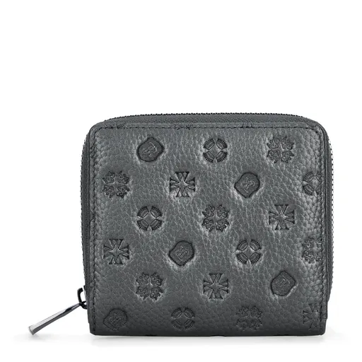 Dámska peňaženka z kože s embosovaním strieborná 99-1E-308-S