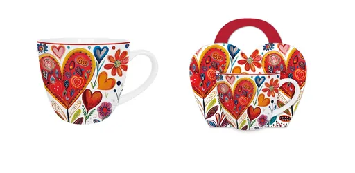 DUO - Hrnček 460ml COLORFUL HEARTS 4, srdce, porcelán