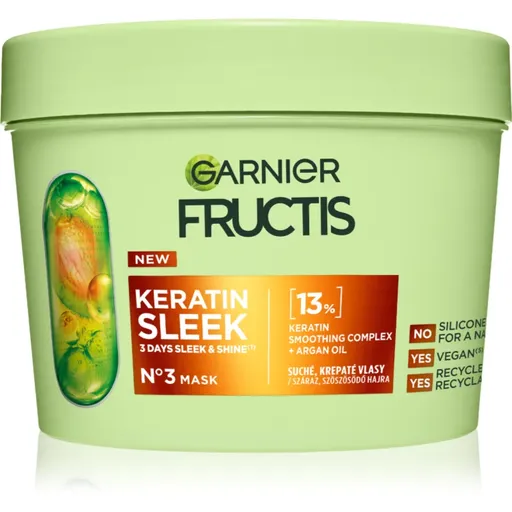 Garnier Fructis Keratin Sleek maska na vlasy pre suché a poškodené vlasy 370 ml