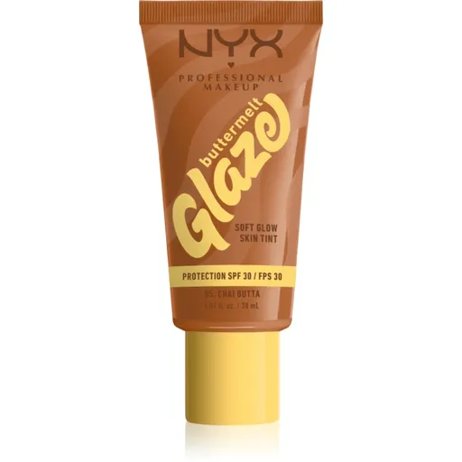 NYX Professional Makeup Buttermelt Glaze rozjasňujúci tónovací fluid SPF 30 odtieň Chai Butta 30 ml