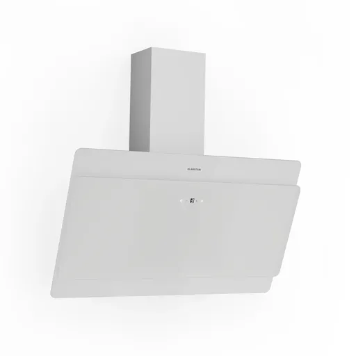 Klarstein Aurica 90, digestor, 90 cm, nástenný, 610 m³/h, LED, dotykové ovládanie, sklo, biely