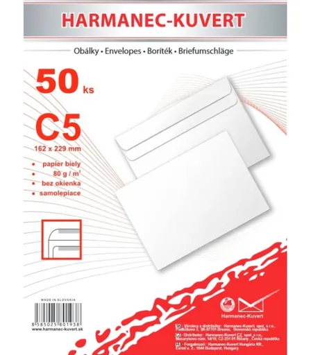 Obálka C5 samolepiaca 50ks vo fólii