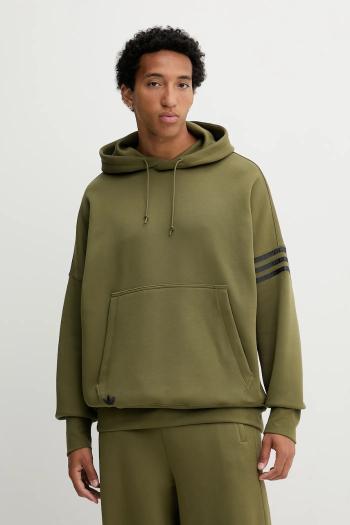 Mikina adidas Originals Neuclassics zelená farba, s kapucňou, s nášivkou, HZ3739