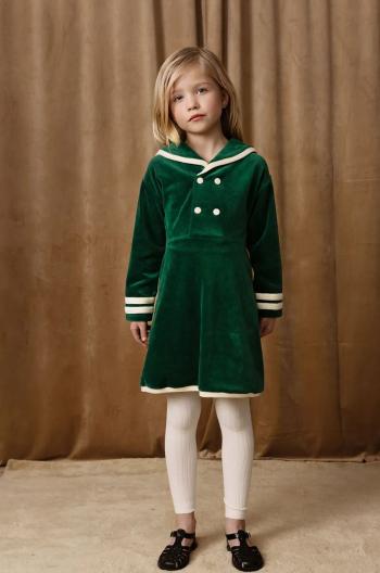 Dievčenské bavlnené šaty Mini Rodini Sailor zelená farba, mini, áčkový strih, 2515010975