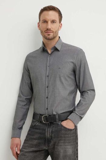 Košeľa Calvin Klein pánska, šedá farba, slim, s klasickým golierom, K10K113165