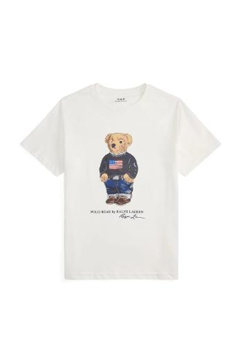 Detské bavlnené tričko Polo Ralph Lauren biela farba, s potlačou, 323P00508001
