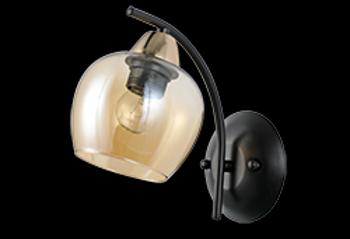 MERRA čierna nástenná lampa 1x40W E27 jantárové tienidlo