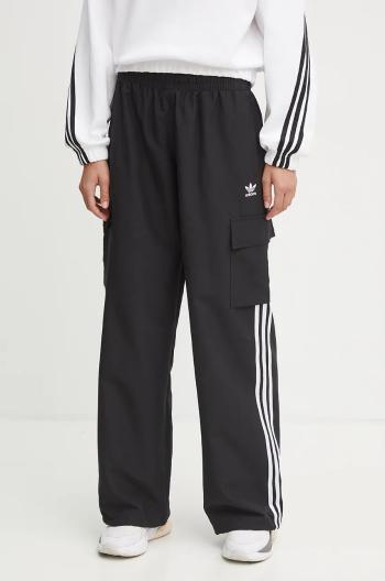 Nohavice adidas Originals dámske, čierna farba, strih cargo, vysoký pás, JF1292