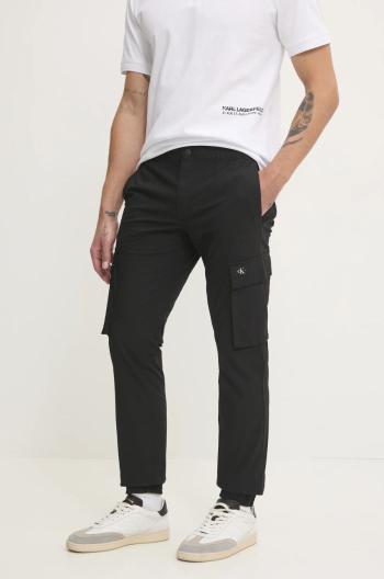Nohavice Calvin Klein Jeans pánske, čierna farba, priliehavé, J30J327614