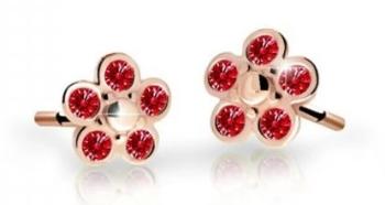 Cutie Jewellery Detské kvietkové náušnice z ružového zlata C2744-30-X-4 červená