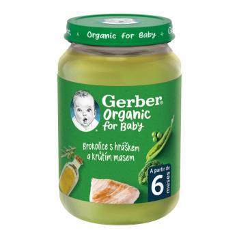 GERBER Organic brokolica s hráškom a morčacím mäsom 190 g,GERBER Organic detský príkrm brokolica s hráškom a morčacím mäsom 190 g