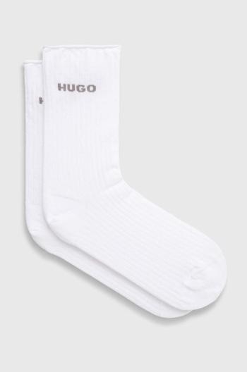 Ponožky HUGO 2-pak dámske, biela farba, 50502080