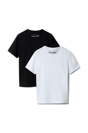 Detské bavlnené tričko Calvin Klein Jeans 2-pak čierna farba, jednofarebné, IB0IB02529