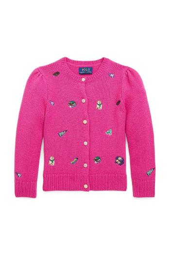 Detský vlnený kardigan Polo Ralph Lauren ružová farba, tenký, 312950809001