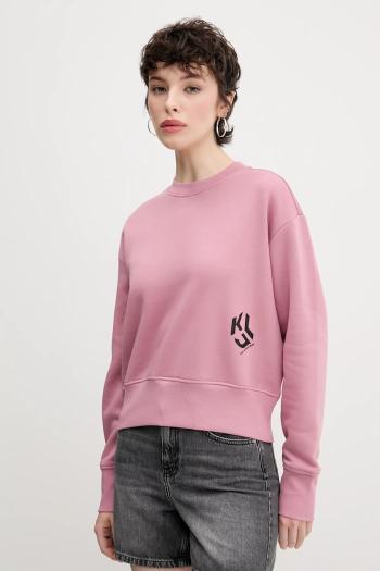 Mikina Karl Lagerfeld Jeans dámska, ružová farba, s potlačou, A2W20052