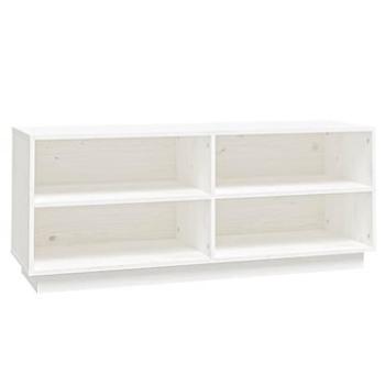 Skrinka na topánky biela 110 × 34 × 45 cm masívne borovicové drevo, 813541
